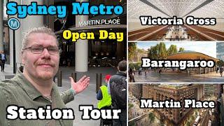 Sydney Metro City Station Tour. Martin Place, Barangaroo, Victoria Cross, Crows Nest.