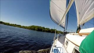 Fast-forward sailing a Bayfield 32C on the St. Croix River.