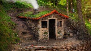 Do-it-yourself stone house. The walls and roof are ready