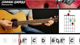 American Pie - Don Mclean | EASY GUITAR CHORDS | Common Chords