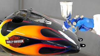 If a professional painter paints it seriously... "How to custom paint" Harley-Davidson