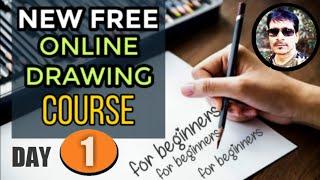 Free online drawing course for beginners day 1 | drawing training in  Hindi | online drawing classes