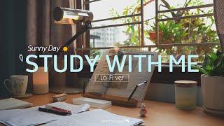 2-HOUR STUDY WITH ME | Relaxing Lo-Fi, Background noise | Pomodoro 50/10 | Sunny Day️