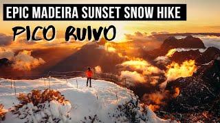 AMAZING MADEIRA SUNSET ON TOP OF PICO RUIVO IN THE SNOW!