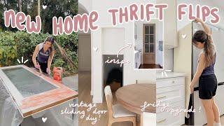 THRIFT FLIP WITH ME  vintage sliding door, fridge upgrade + new home updates!