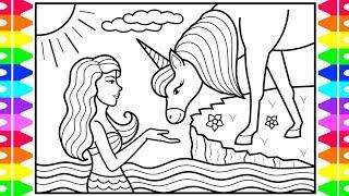 How to Draw a Mermaid and Unicorn for Kids Mermaid and Unicorn Drawing and Coloring Pages