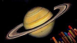 Oil pastel painting "Saturn" by polka.