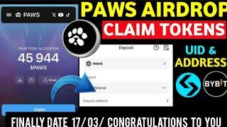 How to Claim Your $PAWS allocation to a Centralized Exchange withdrawal open 02:00UTC PM