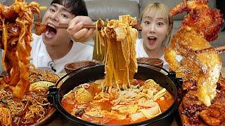 SUB)ASMR MUKBANG 라라먹방컴백기념! 마라탕파티+마라샹궈,꿔바로우,깐풍새우 먹방!! Spicy Mara food eating show!