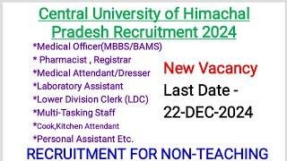 HP Central University Medical Officer,Pharmacist, Attendent Recruitment 2024|HP CU Recruitment 2024