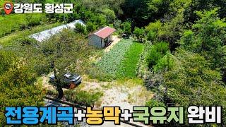 🟡계약진행중🟡[No_004]농막,개인계곡,국유지 다갖춘 가성비토지매매 ▶️횡성호옆 한적한 마을에 활용도좋은 주말주택 땅매매 강원도땅ㅣ소형토지 ㅣ횡성군토지매매ㅣ땅매물ㅣ복덕방횡성군