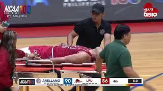 JM Bravo of the LPU Pirates collapsed during the fourth quarter of the Arellano-LPU match | NCAA 100