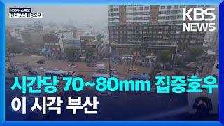 부산도 시간당 7~80mm 집중호우…도로 곳곳 잠기고 통제 / KBS  2024.09.21.