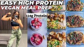 EASY High Protein Vegan Meal Prep | 1640 Calories| Zucchini Bread #veganfitness #highproteinvegan