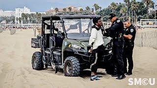 Police Officers Crack Down on Illegal Beach Camping at Santa Monica