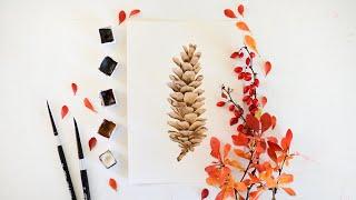 How to Paint a Watercolor Pinecone | Watercolor Tutorial