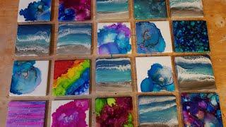 Sealing alcohol ink tile coasters with epoxy