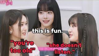 LEESEO and LIZ roasting each other in front of EUNCHAE