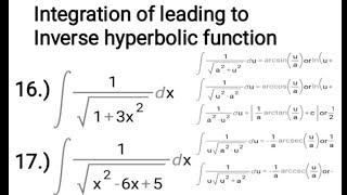 Integration leading to Inverse Hyperbolic function part 9/9