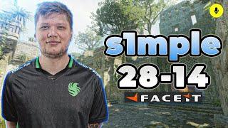 s1mple (28-14) with StRoGo (Ancient) | FACEIT Ranked #CS2 #POV