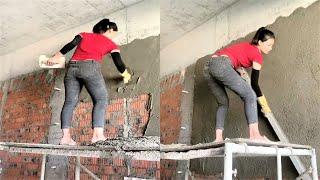 Young girl with great tiling skills - ultimate tiling skills | PART 49.