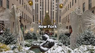 Winter Christmas Walk In New York City Snow Ambience 4k Video