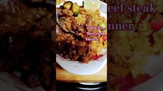 Fried Rice and Beef Steak Dinner plate | How To cook |  #beefsteak #shortsvideo #viralshorts