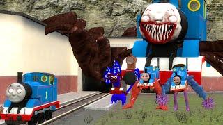 Building a Thomas Train Chased By  Choo Choo Thomas and New Friends in Garry's Mod!!