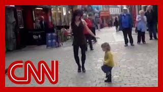 Toddler mimics Irish dancer