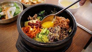 Hot stone pot Bibimbap - korean street food