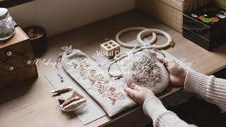 Visual Diary #73 | Making Nature Inspired Embroidery Drawstring Bags | Knitting Needles Storage