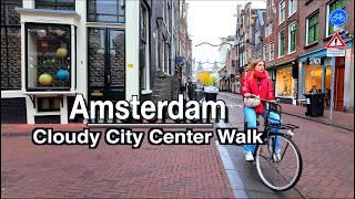 Amsterdam November OverCast Autumn Walk The City Center | 5k 60 UHD | City Sounds