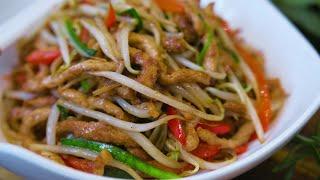 Perfect Pork and Bean Sprout Stir Fry Recipe (豆芽炒猪肉)