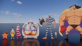 One Piece characters shorter than 7 meters