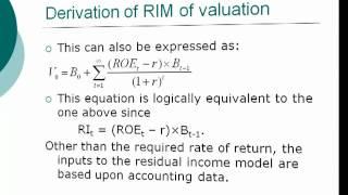 Residual Income Model  (รศ.ดร.ภรศิษฐ์ จิราภรณ์)