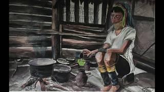 Karenni art-Kayan Lady with  Watercolor