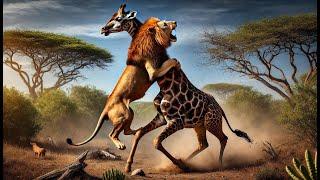 Lion Rides Giraffe to Bring it Down | #top5animals