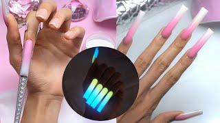 Glow Ombré SCULPTURE ACRYLIC Nails Start to Finish! Removal, Application, Filing | DIY at HOME Set