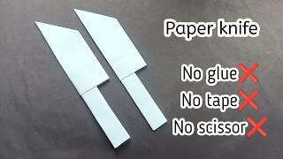 DIY paper knife|How to make knife with paper|Paper craft|No glue knife|Origami knife|No glue crafts