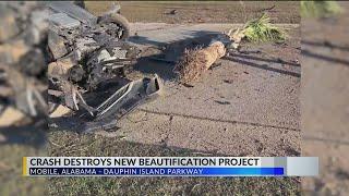 Dauphin Island Parkway car accident damages newly revitalized area