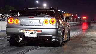 JDM-Autos-Drag-Racing-Zusammenstellung: Skyline GTR R34, Supra MK4, 3-Rotor-Turbo RX7, EVO 6, …