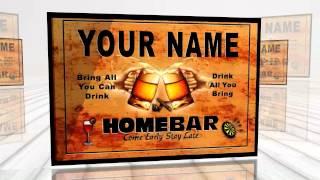 Personalized Custom Home Bar Beer Stretched Canvas Print Decor Sign