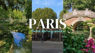 【Paris 4K】Spring walk in Parc Monceau from Av. Hoche #parisvibes #paris #pariswalk