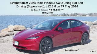 Demonstration of 2024 Tesla Model 3 AWD Using Full Self Driving, FSD v12.3.6 (Supervised)