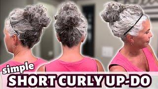 Super Cute *EASY* Curly Hair Updo for Summer | Simple Updo for Short Curly Hair Tutorial