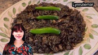 Dried taro leaves w/ meat in coconut cream         ( Pinatuyong laing )