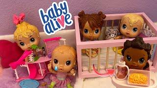 NEW Baby alive crib life dolls Morning routine ️ playtime and feeding and changing