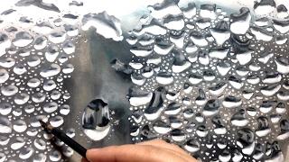 窓の水滴を描く Painting of water drops