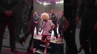 Khabib exits the Octagon with Umar Nurmagomedov after his defeat at #UFC311