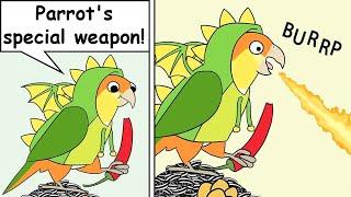 Funny Comics With Parrot Thought Twist #3 | Parrot Comic Dub